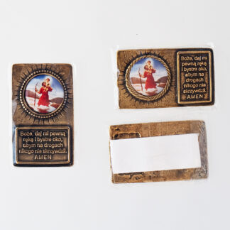 Plakietka metalowa na przylepiec Św. Krzysztofa – tylko pionowa - 006