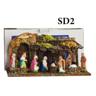 Szopka SD2-wys.-20 cm, dł.-40 cm, szer.-17 cm, wysokość figurek 8 - 9,5 cm