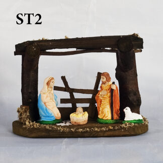 Szopka ST2 - wysokość 16 cm długość  21 cm szerokość 11 cm wysokość figurek 8 cm