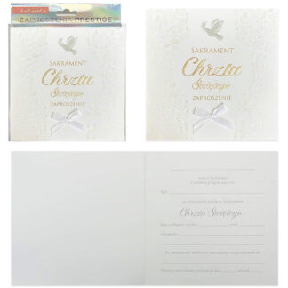 Chrzest – Zaproszenie ZP- 049 – w opakowaniu: 5 sztuk zaproszeń z dopasowanymi kopertami – 14,5 x 14,5 cm (cena za opakowanie)