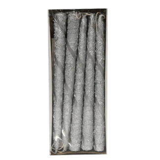 Świeca Emilia Wulkan wstęga – metalik srebro – wys.- 29 cm