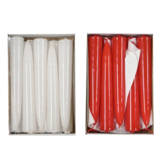 Świeca Emilia kolędowa - lakier biały i czerwony  – wys.- 14 cm. - op. 10 szt.