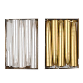 Świeca Emilia kolędowa – złota i perła – wys.- 14 cm - op. 10 szt.