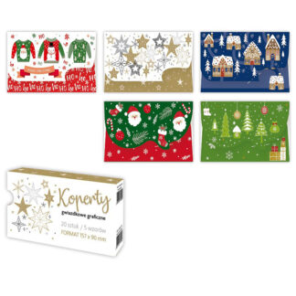 Koperty prezentowe - KP01_GWGR_285 - (157x90 - „banknotówki”) - op. 20 szt. - Gwiazdka Graficzne